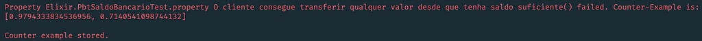 Teste PBT detectando erro com valores diferentes